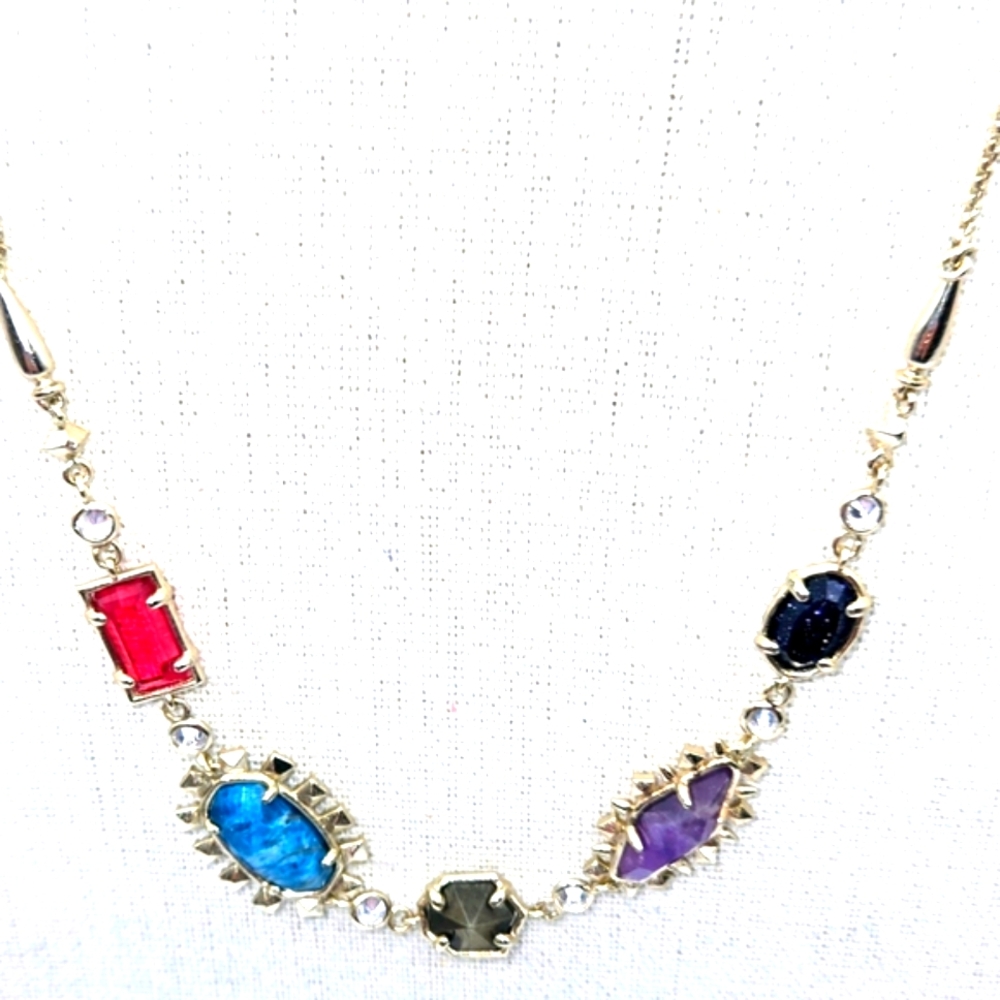 KENDRA SCOTT Multi Gem Colored Stone June Necklace w/ Dustbag